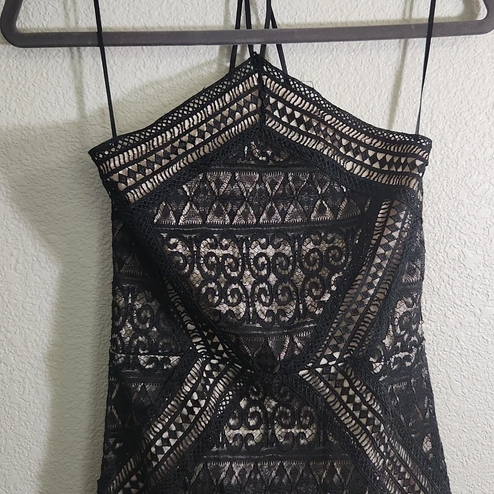 Lipsy London black lace halter dress, size 4 - Picture 2 of 8